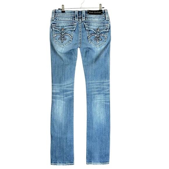 Rock Revival Jeans Women Size 26 Sasha Straight Blue Medium Wash Low Rise Denim - Picture 1 of 13